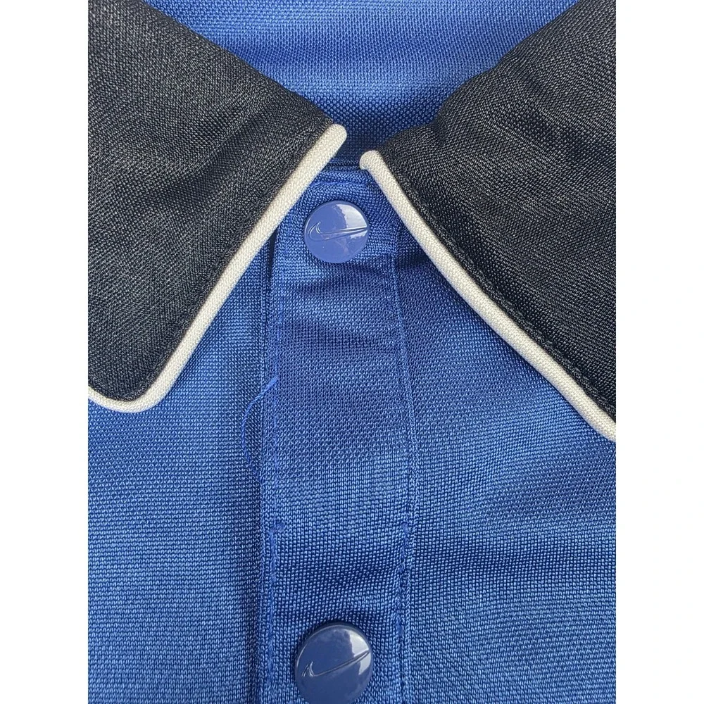 Vintage Nike 90s Warm Up Basketball Polo Embroidered Blue Black Mens Size Large